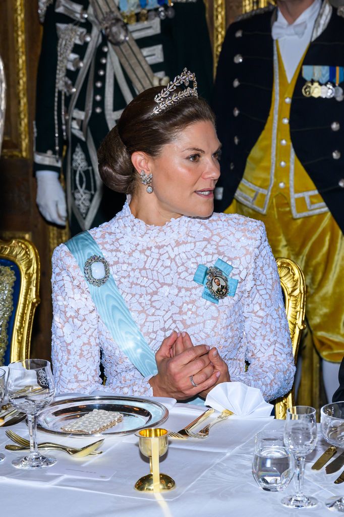Victoria de Suecia en el banquete de Estado en honor al presidente de Singapur en Estocolmo, 2026.