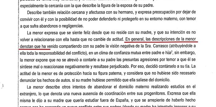 Informe de menores de Rocío Flores