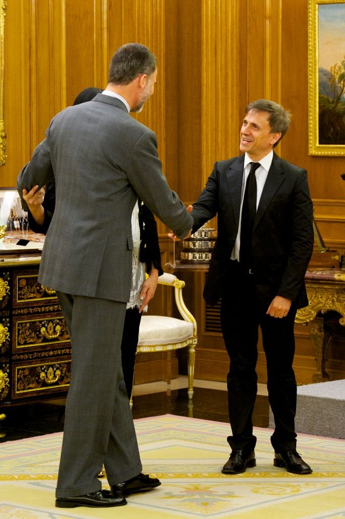 El rey Felipe VI en una audiencia en Zarzulea el 9 de abril de 2015