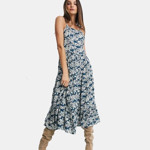 vestido midi flores
