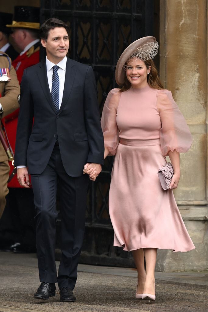 Justin Trudeau y Sophie Grégoire en la coronación del rey Carlos III en mayo de 2023, cuando todavía eran pareja