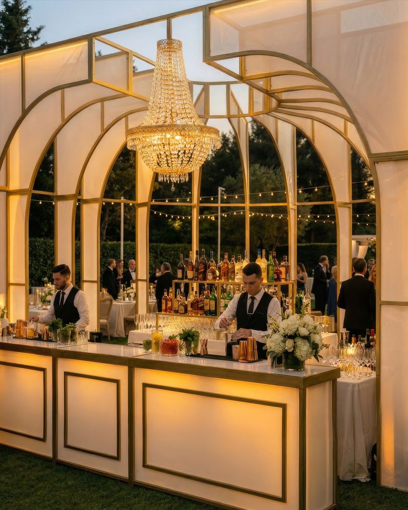 Decoración barra de aperitivo para bodas iluminación
