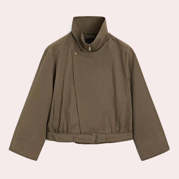 Chaqueta detalle cinturón mezcla algodón