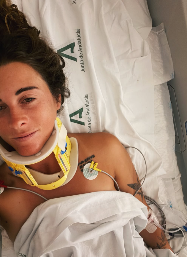Gisela Pulido en el hospital tras sufrir un accidente