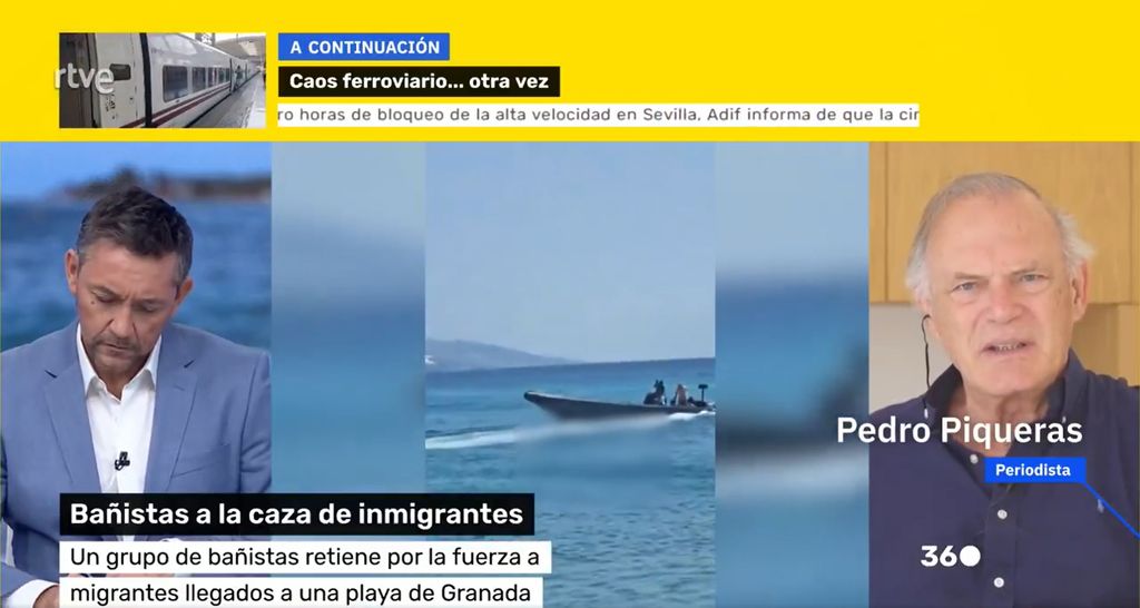 Pedro Piqueras en una conexción en directo con Javier Ruiz en Mañaneros 360