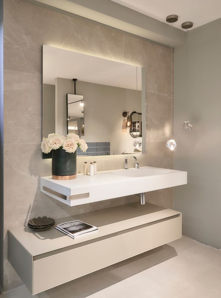 Lavabo y encimera de baño en una sola pieza