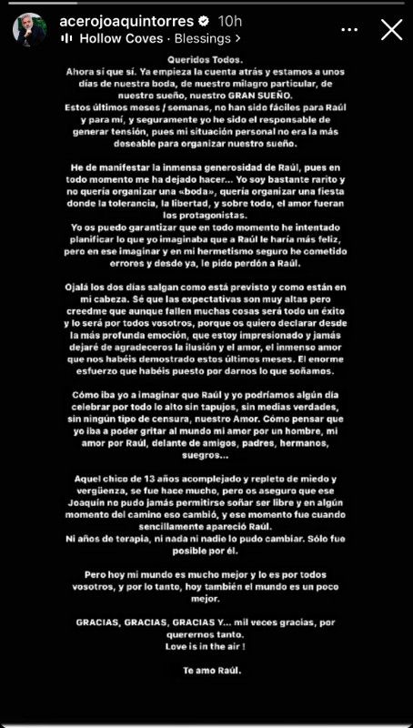 Carta de Joaquín Torres