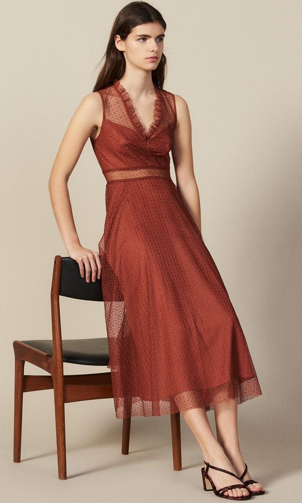 vestido see through en color xido de sandro