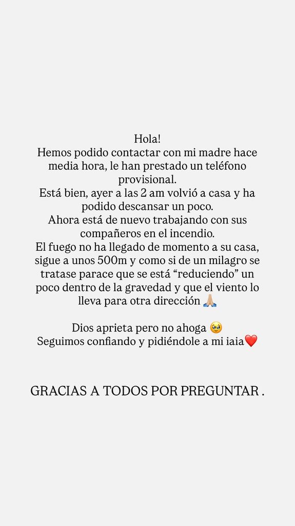 Última hora que ha compartido Violeta Mangriñán