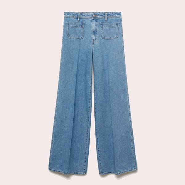 Jeans wideleg bolsillos tiro alto