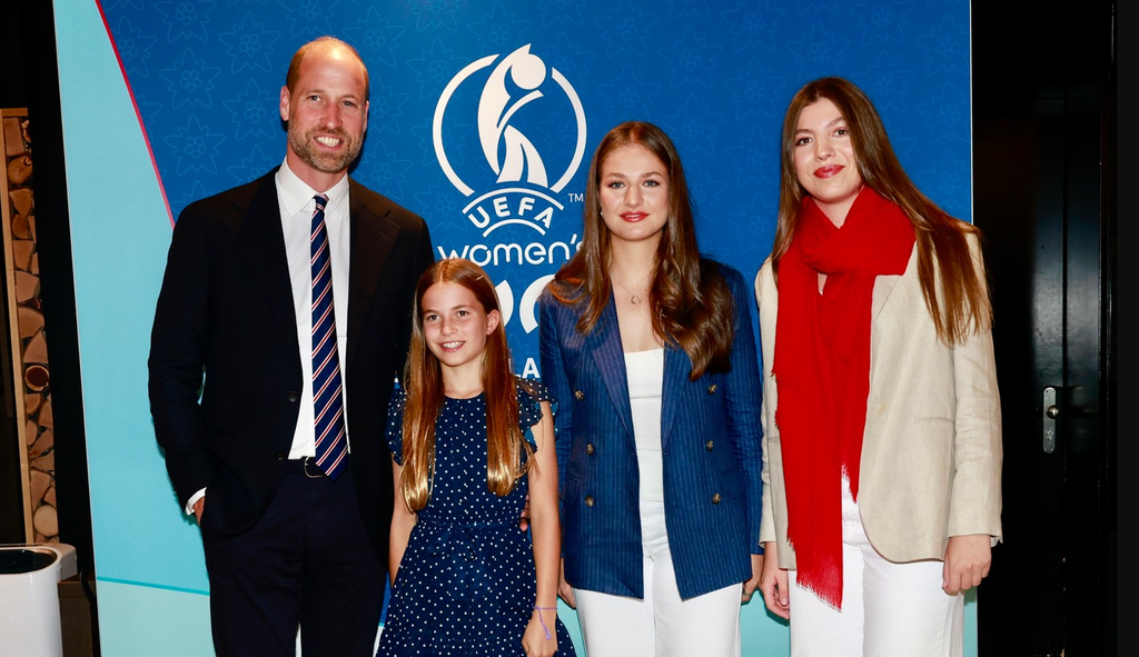 El príncipe Guillermo y su hija Charlotte comparten palco con la princesa Leonor y la infanta Sofía durante la final de la UEFA Women's EURO 2025