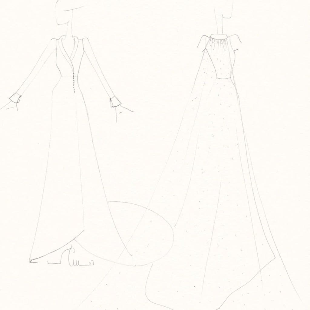 Boceto vestido de novia de Salomé Gadea, diseño de Marta Ferrao
