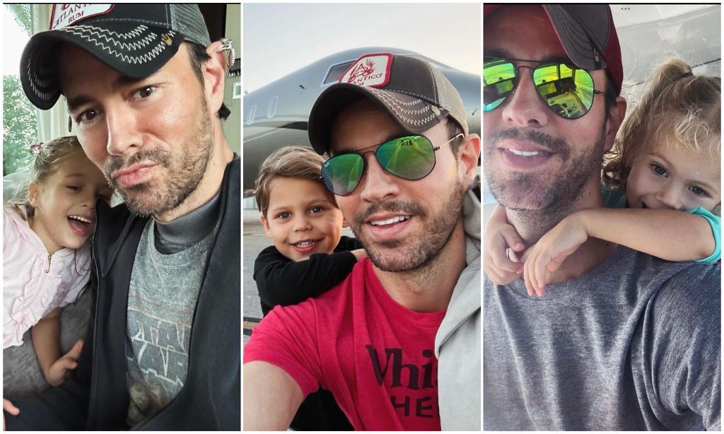 Enrique Iglesias y sus hijos.
