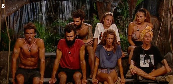 Hugo SIerra, Jorge Pérez, Elena Rodríguez, Yiya, Rocío Flores e Ivana Icardi en 'Supervivientes'