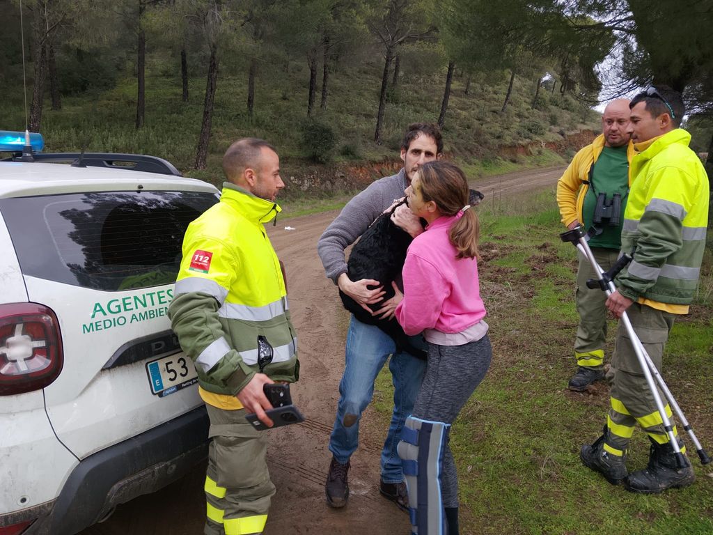 El perro sobrevivió solo durante cuatro días, moviéndose por una zona abrupta y evitando el contacto humano por el miedo acumulado tras el impacto