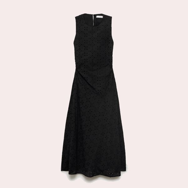 Vestido midi motivos bordados calados