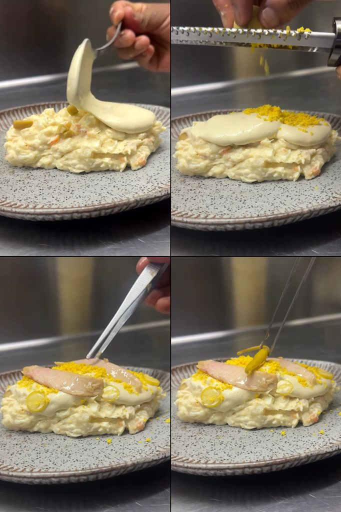 Distintos pasos de la preparación de esta ensaladilla 'de premio'.