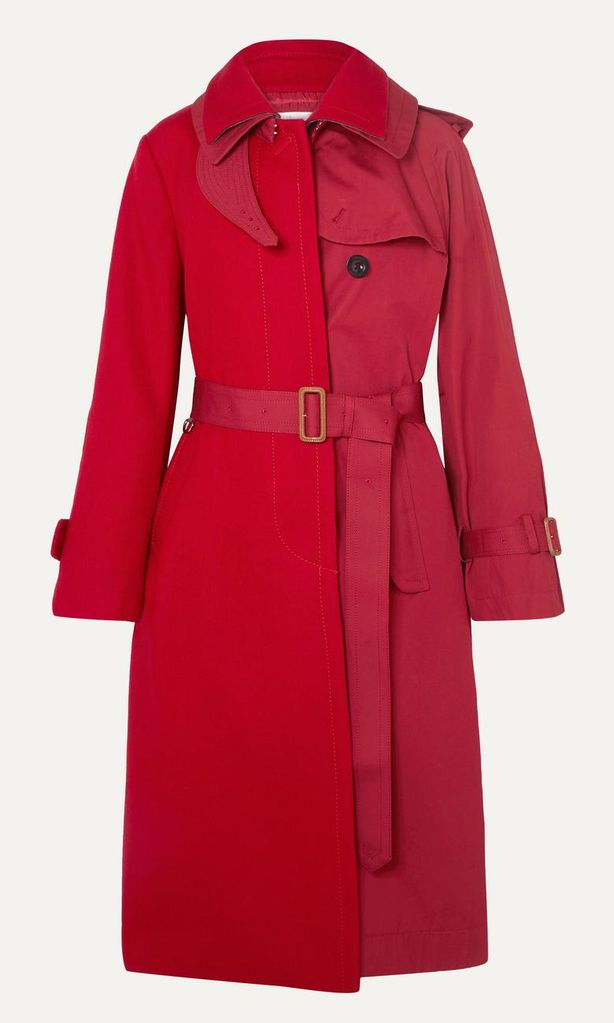 melton wool and cotton gabardine trench coat de sacai