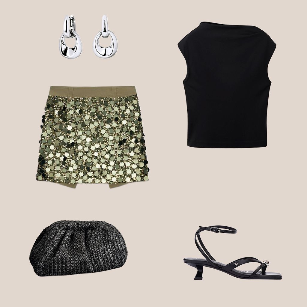 1 minifalda de lentejuelas de Zara, 3 looks de noche para el verano