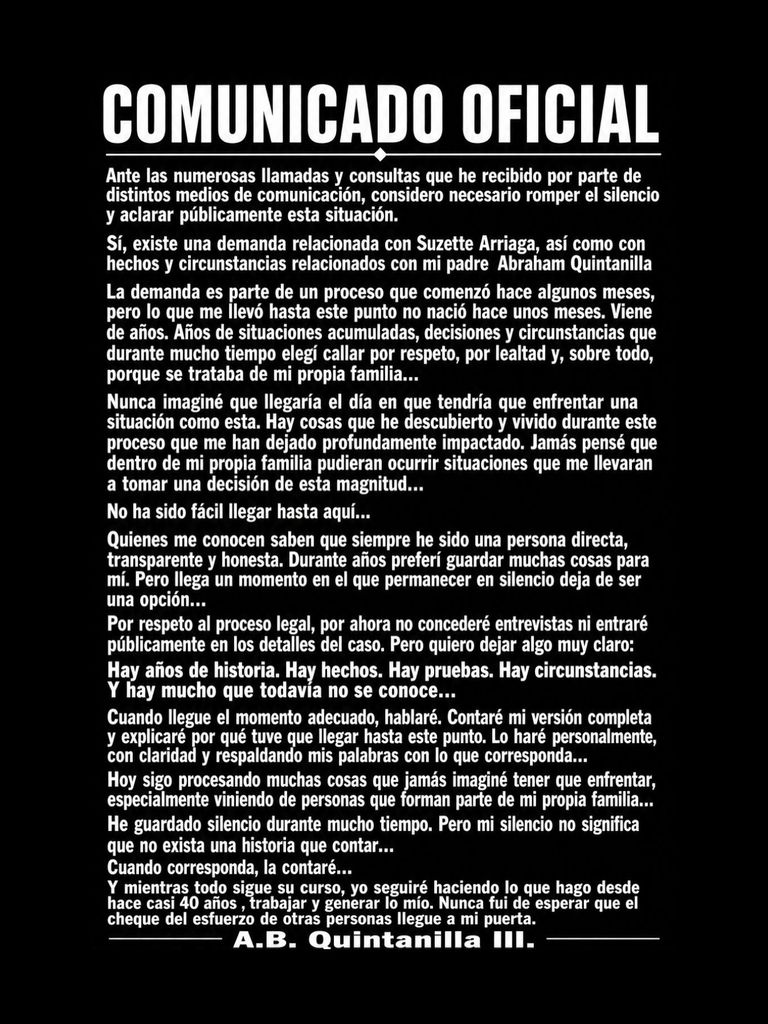 A.B. Quintanilla aclaró todo en un comunicado