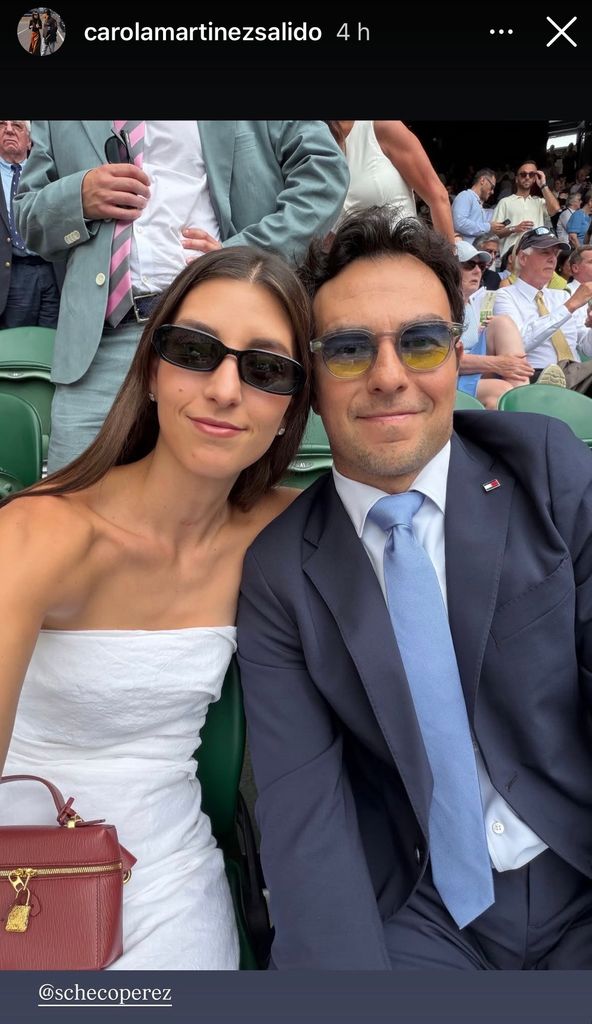 Carola Martínez y 'Checo' Pérez en Wimbledon.