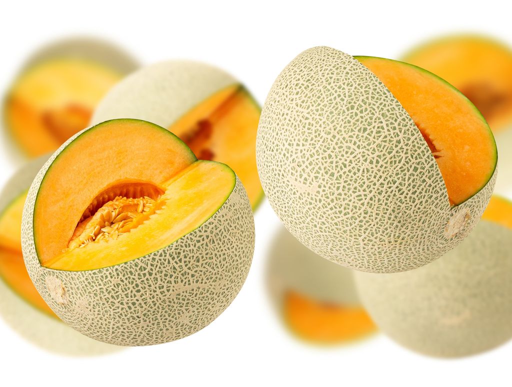 Melones Cantalopo, con su característica pulpa anarajada.