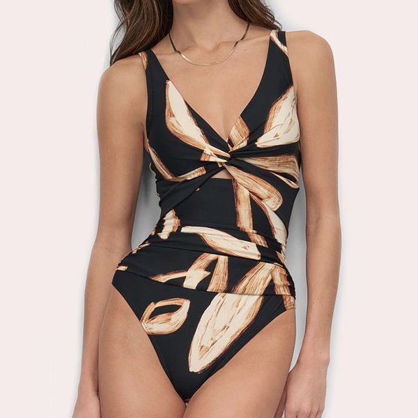 Bañador de mujer reductor con escote pico cruzado keyhole y tirantes ajustables