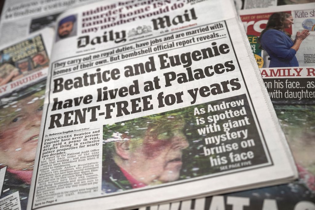 Portada de Daily Mail sobre el alquiler gratis de las princesas Beatriz y Eugenia de York