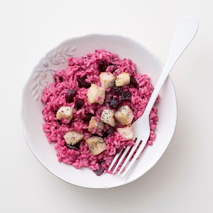 'Risotto' de remolacha y rape