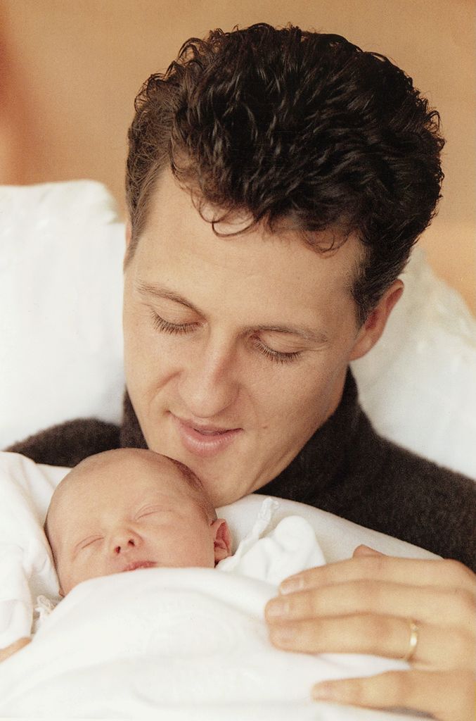 Michael Schumacher, en 1997 cuando nació su hija