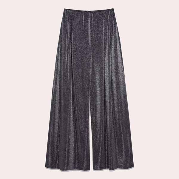 Pantalón de Mujer Ancho Fluido Punto Lúrex Metalizado Roberto Verino