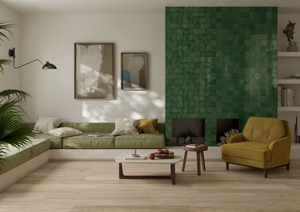 Salón con suelo de madera