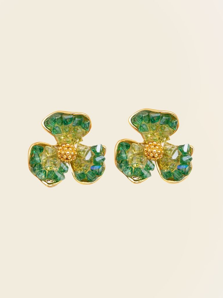 Pendientes invitada boda flores verdes