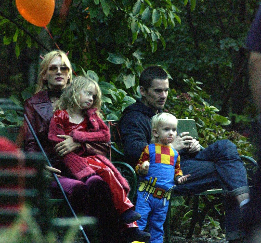 Uma Thurman y Ethan Hawke con sus hijos, Maya Ray Thurman-Hawke y Levon Roan Thurman