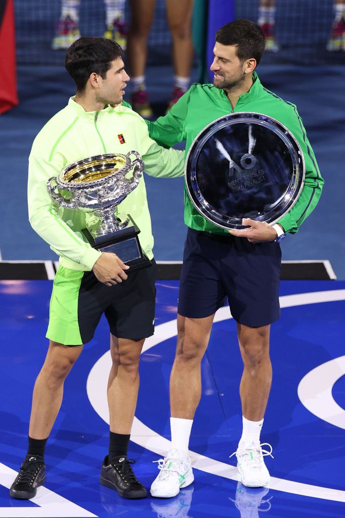 El tenista murciano y Novak Djokovic, en la entrega de trofeos