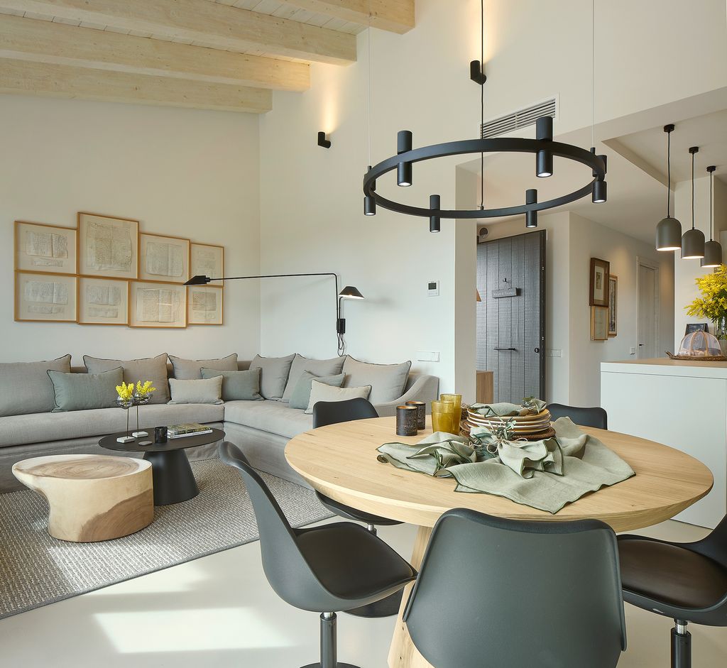 Salón, comedor y cocina integrados en el mismo espacio