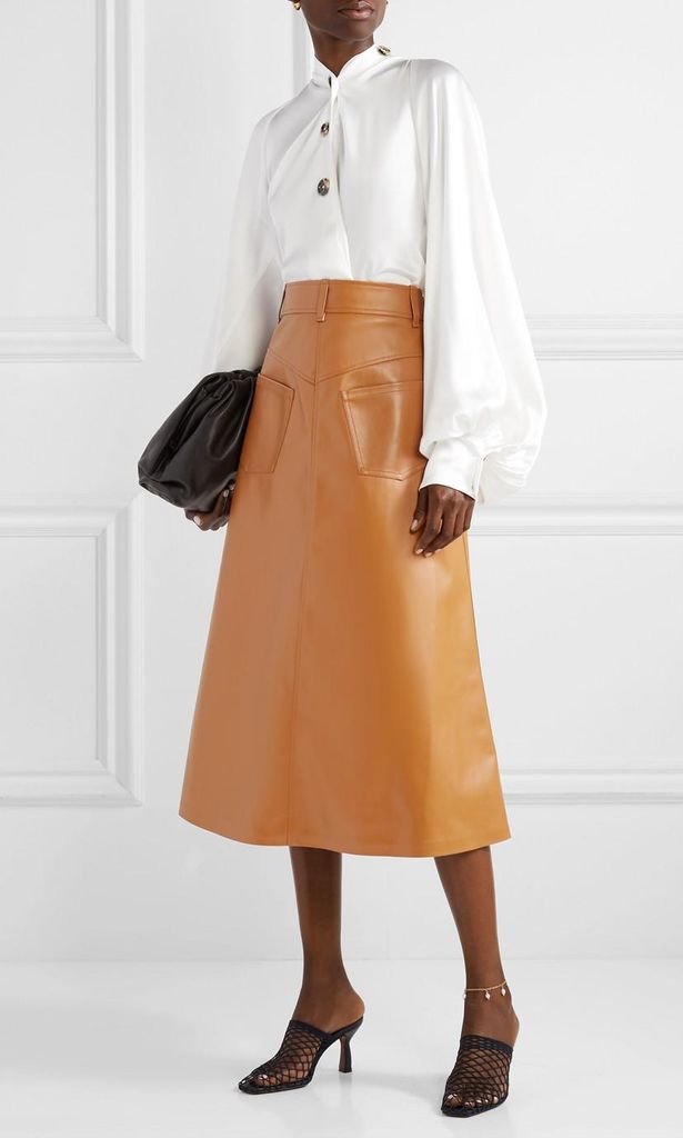 faux leather midi skirt de a w a k e