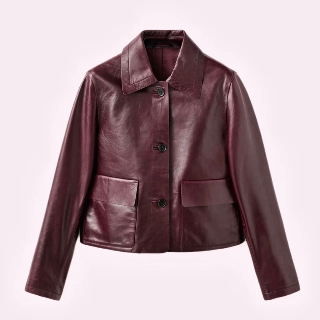 Chaqueta de piel con botones de Mango