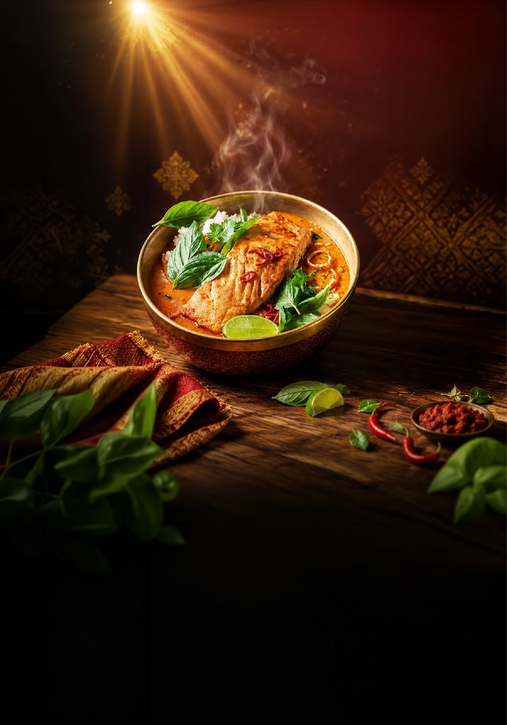 Salmón al curry rojo