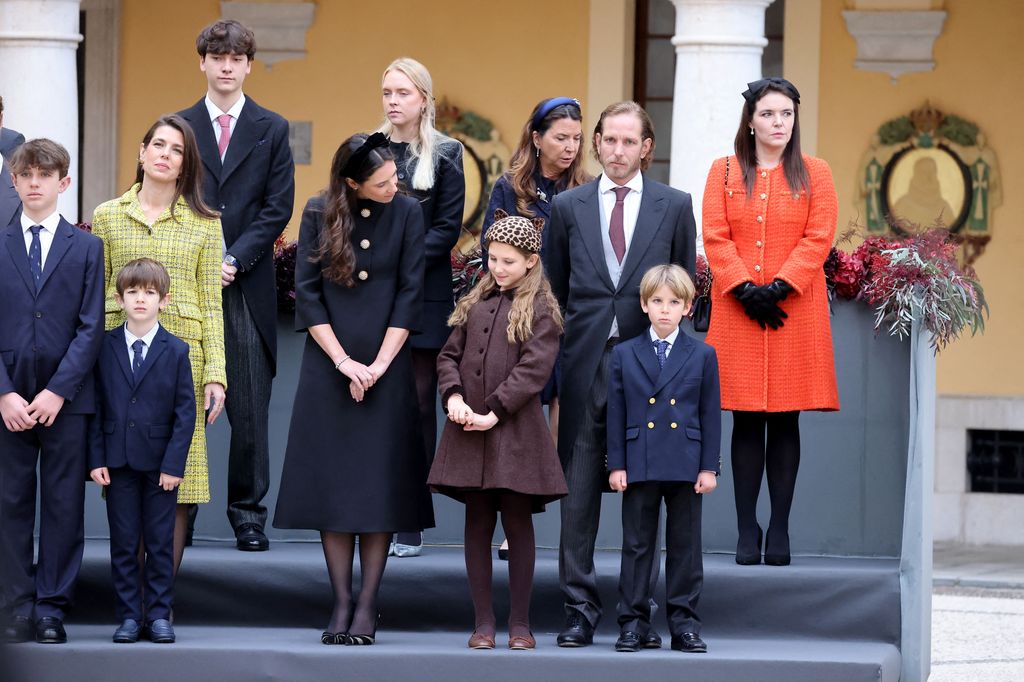 India Casiraghi con sus padres en el Día Nacional de Mónaco de 2025