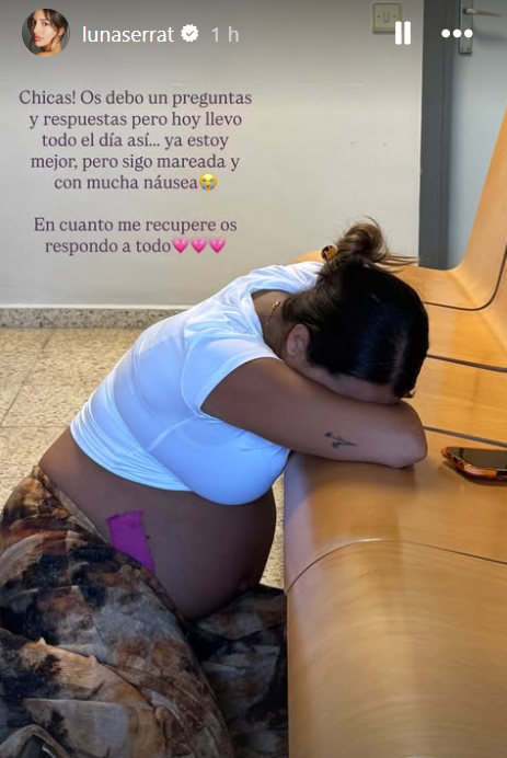 Luna Serrat encontrándose mal en la recta final del embarazo