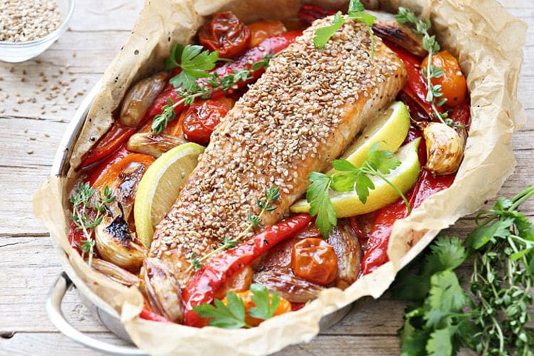 salmon-sesamo