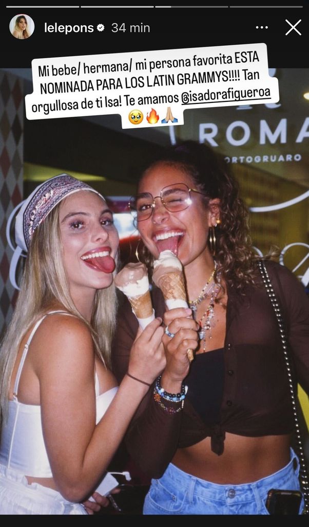 Lele Pons celebró la nominación de Isadora en los Latin Grammy.
