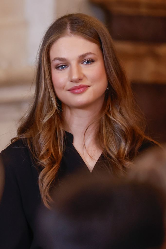 La princesa Leonor asiste a la ceremonia de bienvenida de el Papa León XIV en el Palacio Real el 6 de junio de 2026 en Madrid