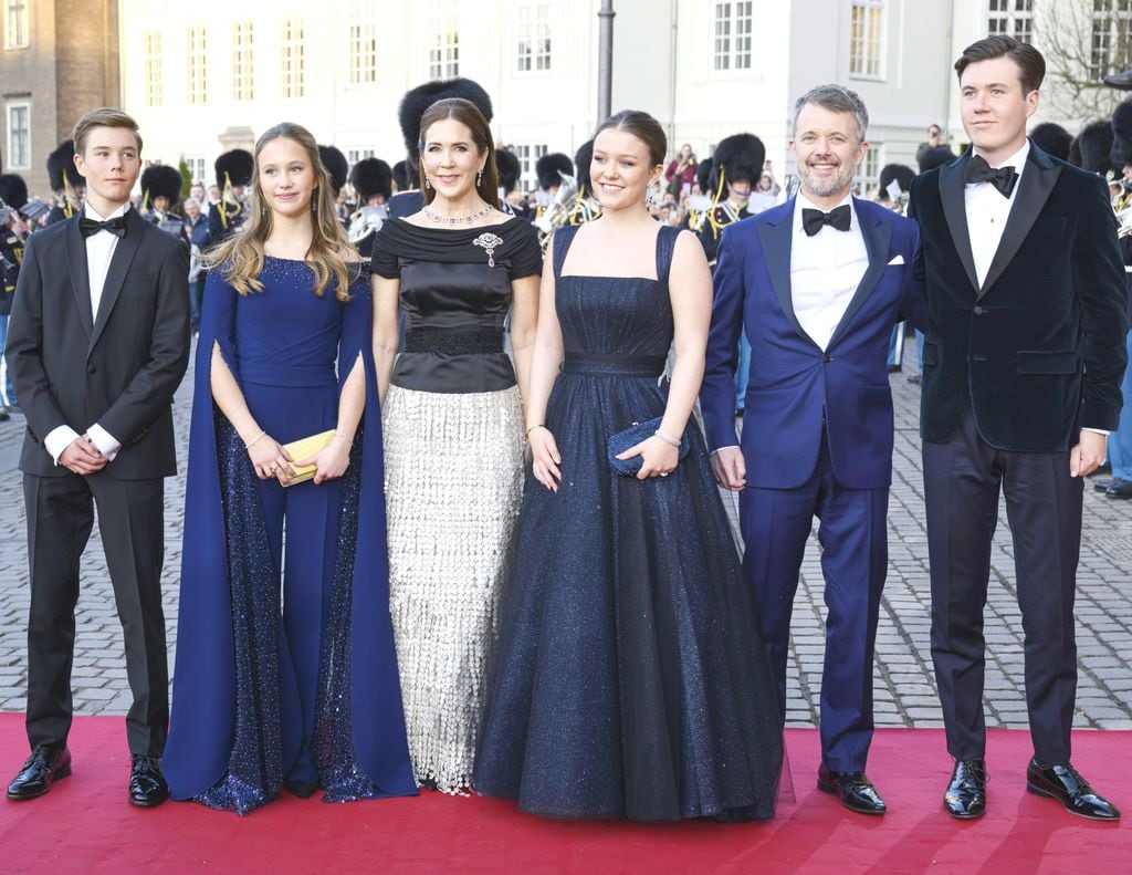 Princess Isabella with King Frederik , Queen Mary , Crown Prince Christian , Prince Vincent, Princess Josephine at a Performance on the occasion of her 18th birthday in Copenhagen Denmark 15 April 2025