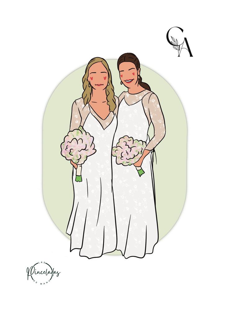Ilustraciones de la boda realizadas por Las pinceladas de Manu