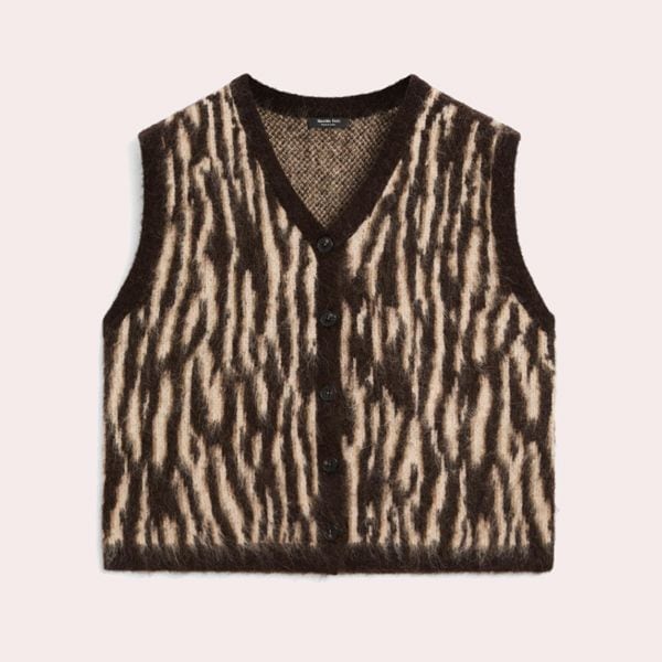 Chaleco punto mezcla lana animal print