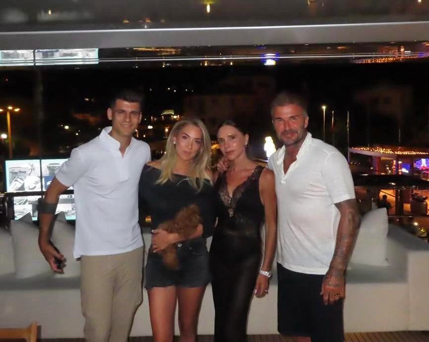 Alice Campello, Álvaro Morata, David Beckham, Victoria Beckham. Vacaciones Cerdeña. Julio 2024