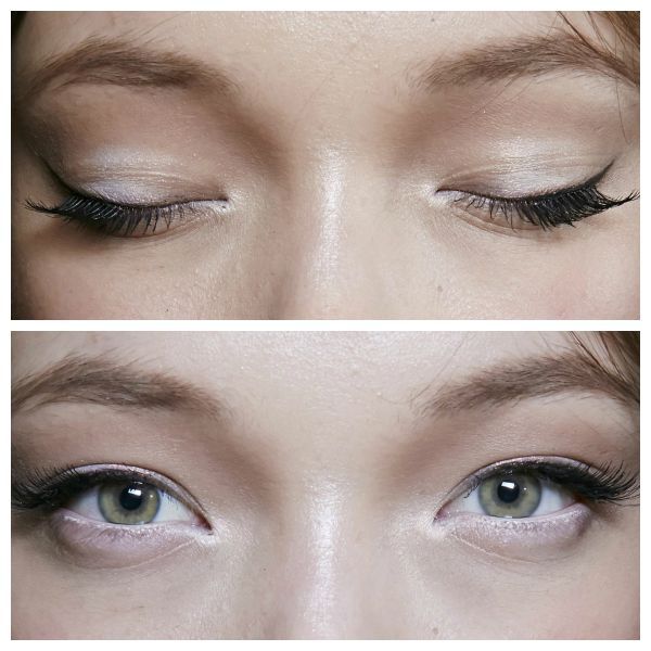 Las miradas de Armani para este otoño-invierno, con párpados en color nácar en el margen inferior del ojo, y destellos metalizados en el párpado superior. El cat-eye se reduce al mínimo, con la intención simplemente de alargar la mirada.
