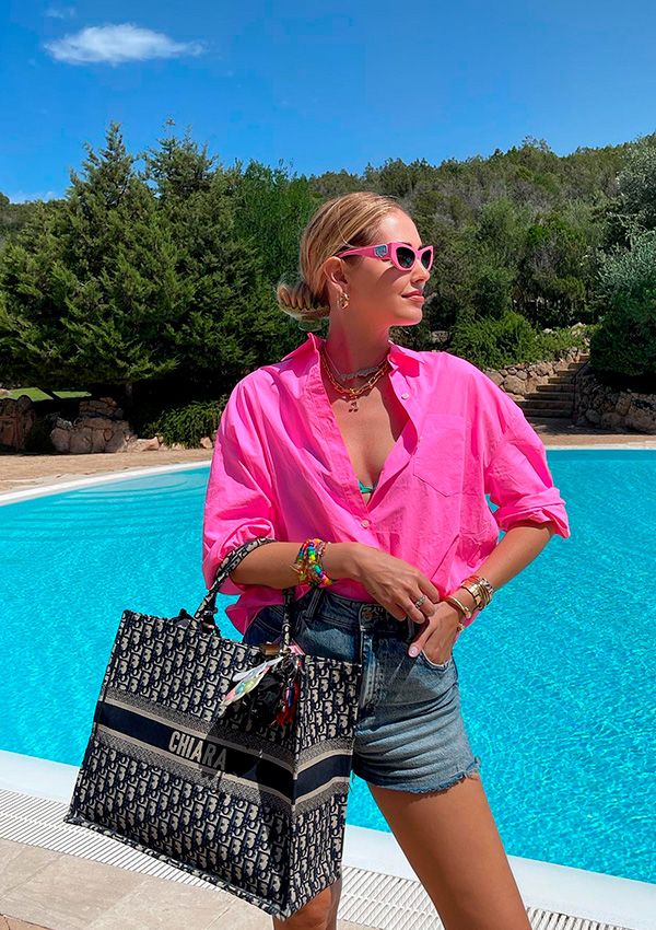 Chiara Ferragni, con shorts vaqueros de Zara